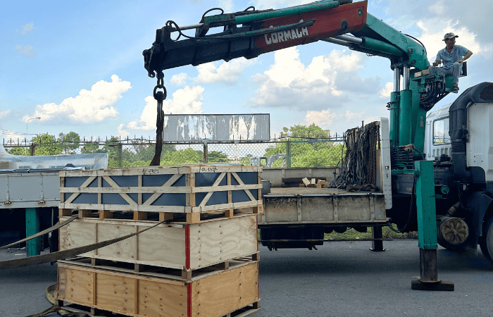 GamaLift Gama Group Cube Self Storage bulk warehouse storage - industrial equipment storage - GamaLift’s large household elevator components transported and stored at Cube Self Storage Tan Thuan District 7