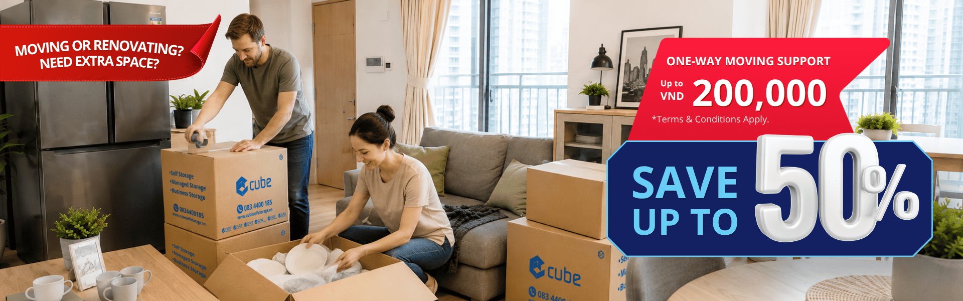 Cube Self Storage VN - Storage for Rent - Promotions - Discount 50% - Slider